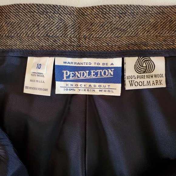 VTG 80s Pendleton Womens Pants Sz 10 Virgin Wool Herringbone High Rise Pleated - Picture 4 of 7